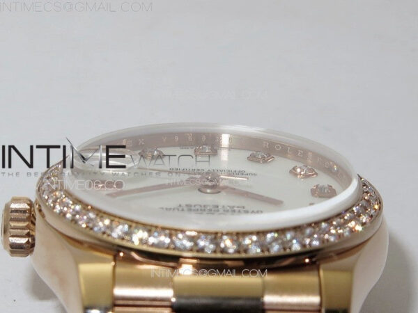 DateJust 31mm RG/Crystals Bezel APSF Best Edition White MOP Dial Crystals Markers on President Bracelet A2824 – Bild 10