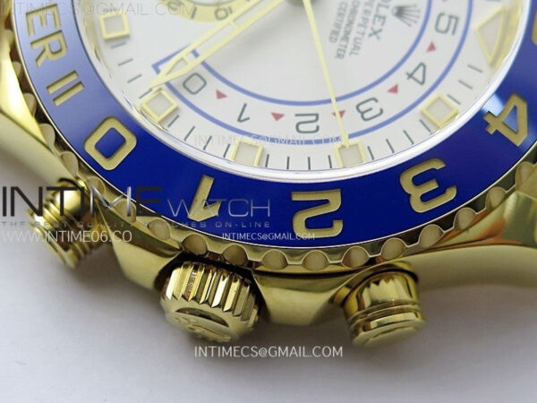 YachtMaster II 116688 Blue Ceramic Bezel YG KF 1:1 Best Edition White Dial on YG Bracelet A7750 – Bild 11