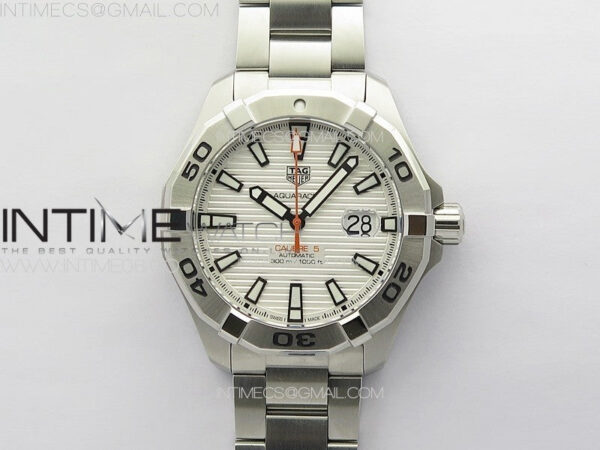 Aquaracer Calibre 5 44mm TARF 1:1 Best Edition White Dial SS Bezel on SS Bracelet SW200