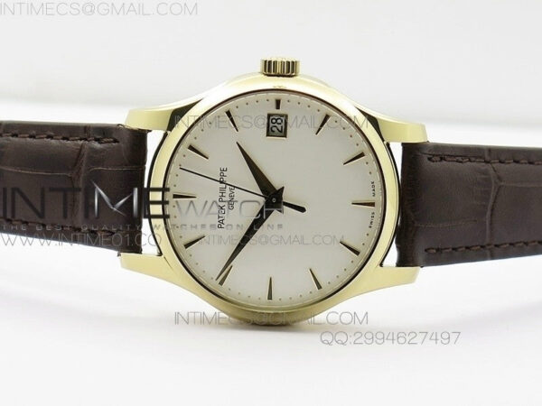 Calatrava 5227 BP Version YG White Dial on Brown Leather Strap Japanese MIYOTA 9015 PP324CS – Bild 3