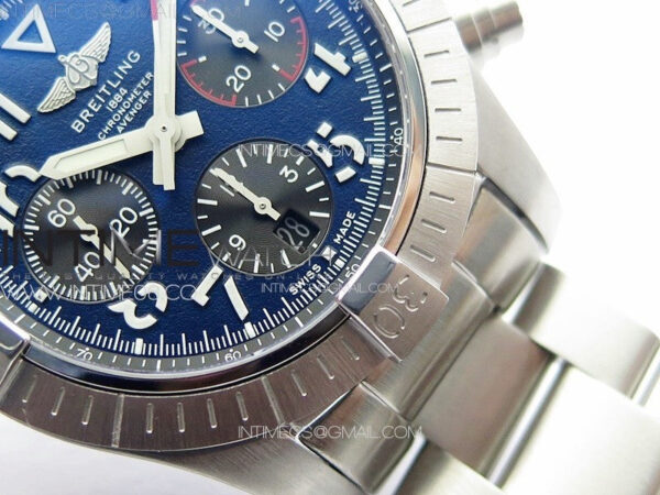 Avenger Chrono SS 369 Subdial B50 Blue Dial on SS Bracelet A7750 – Bild 5