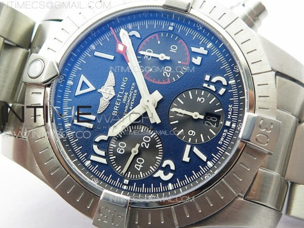 Avenger Chrono SS 369 Subdial B50 Blue Dial on SS Bracelet A7750 – Bild 6