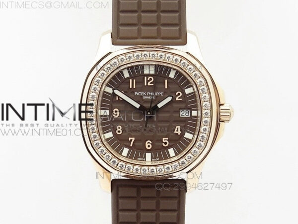Aquanaut Jumbo RG 1:1 Best Edition Brown Dial on White Brown Strap Ronda Quartz