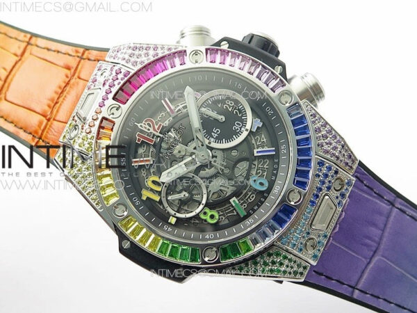 Big Bang Unico Rainbow King SS 45mm ZF 1:1 Best Edition on Rainbow Gummy Strap A1242 – Bild 2