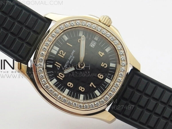 Aquanaut Jumbo RG 1:1 Best Edition Black Dial on Black Rubber Strap Ronda Quartz – Bild 2