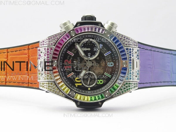 Big Bang Unico Rainbow King SS 45mm ZF 1:1 Best Edition on Rainbow Gummy Strap A1242 – Bild 3