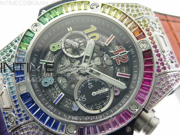Big Bang Unico Rainbow King SS 45mm ZF 1:1 Best Edition on Rainbow Gummy Strap A1242 – Bild 4