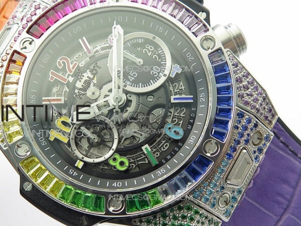 Big Bang Unico Rainbow King SS 45mm ZF 1:1 Best Edition on Rainbow Gummy Strap A1242 – Bild 6
