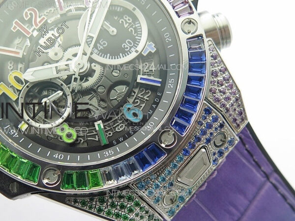 Big Bang Unico Rainbow King SS 45mm ZF 1:1 Best Edition on Rainbow Gummy Strap A1242 – Bild 7