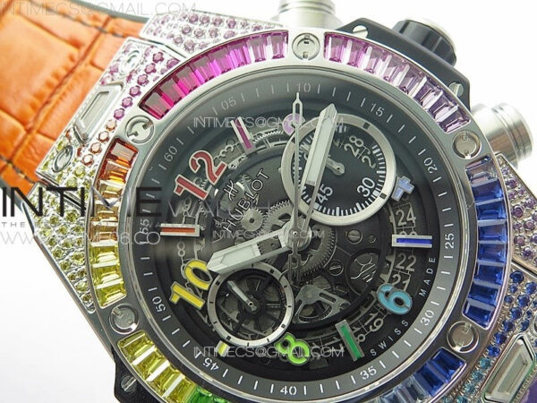 Big Bang Unico Rainbow King SS 45mm ZF 1:1 Best Edition on Rainbow Gummy Strap A1242 – Bild 9