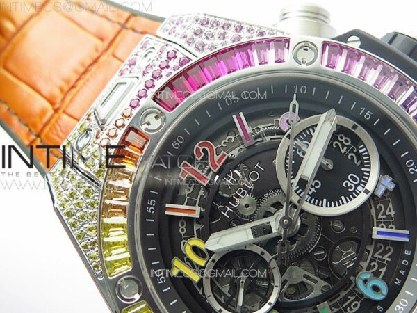 Big Bang Unico Rainbow King SS 45mm ZF 1:1 Best Edition on Rainbow Gummy Strap A1242 – Bild 10
