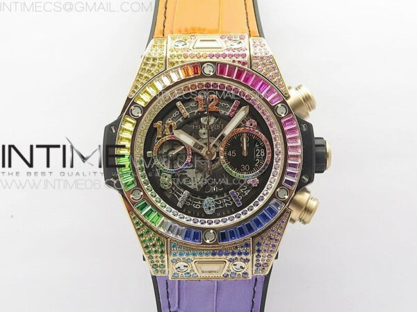 Big Bang Unico Rainbow King RG 45mm ZF 1:1 Best Edition on Rainbow Gummy Strap A1242