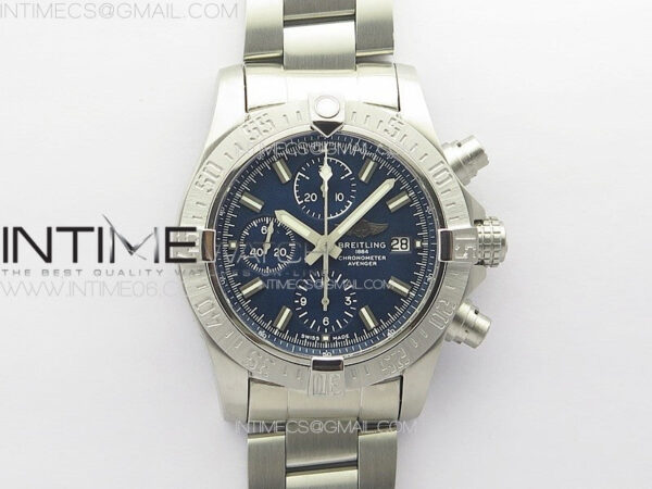 Avenger Chrono SS White Second hand B50 Blue Dial on SS Bracelet A7750