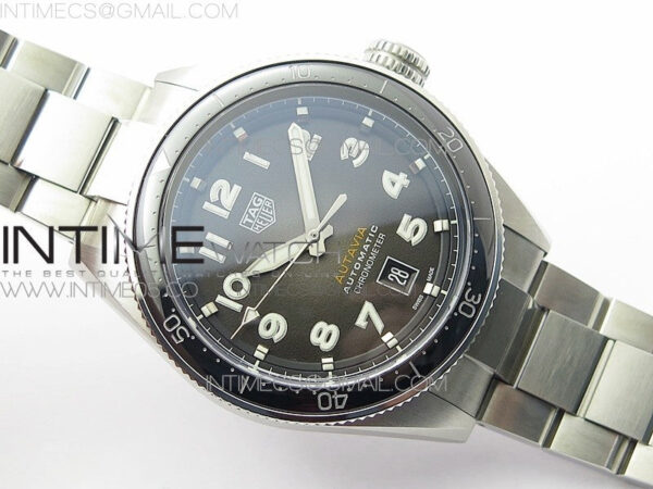 Autavia WBE5116 42mm SS TAR 1:1 Best Edition Black Ceramic bezel Gray Dial on SS Bracelet SW200 – Bild 2