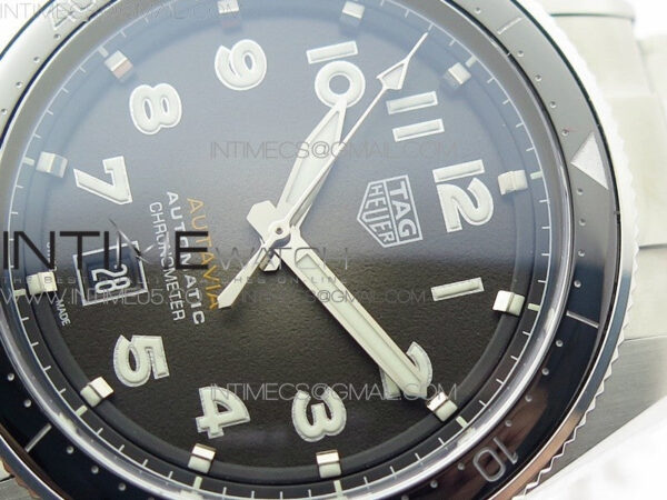 Autavia WBE5116 42mm SS TAR 1:1 Best Edition Black Ceramic bezel Gray Dial on SS Bracelet SW200 – Bild 4