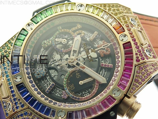 Big Bang Unico Rainbow King RG 45mm ZF 1:1 Best Edition on Rainbow Gummy Strap A1242 – Bild 4