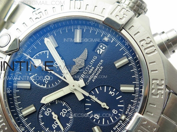Avenger Chrono SS White Second hand B50 Blue Dial on SS Bracelet A7750 – Bild 5