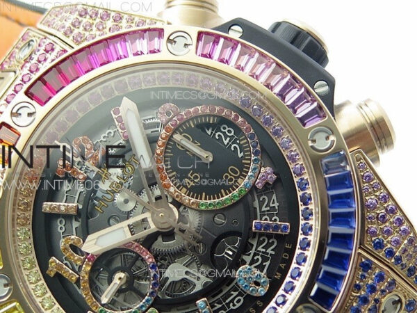 Big Bang Unico Rainbow King RG 45mm ZF 1:1 Best Edition on Rainbow Gummy Strap A1242 – Bild 5