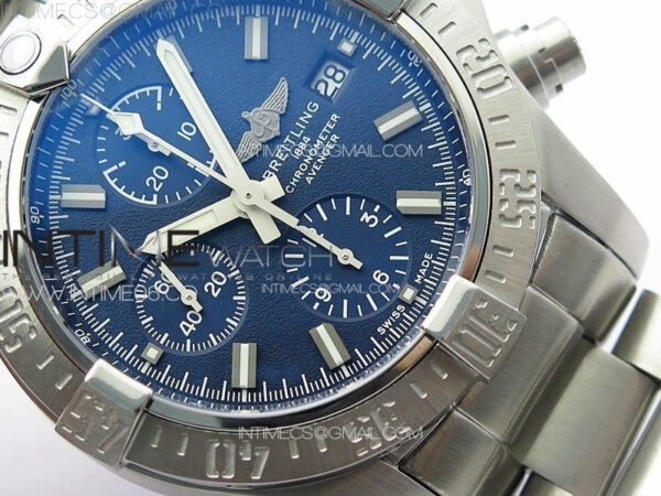 Avenger Chrono SS White Second hand B50 Blue Dial on SS Bracelet A7750 – Bild 6
