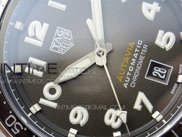Autavia WBE5116 42mm SS TAR 1:1 Best Edition Black Ceramic bezel Gray Dial on SS Bracelet SW200 – Bild 6