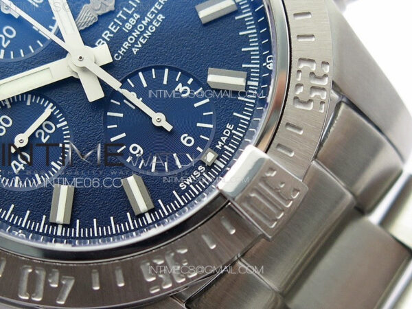 Avenger Chrono SS White Second hand B50 Blue Dial on SS Bracelet A7750 – Bild 7