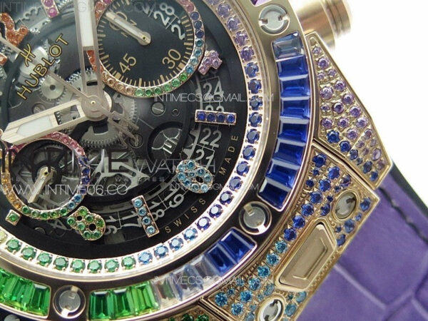 Big Bang Unico Rainbow King RG 45mm ZF 1:1 Best Edition on Rainbow Gummy Strap A1242 – Bild 7