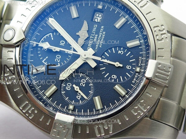 Avenger Chrono SS White Second hand B50 Blue Dial on SS Bracelet A7750 – Bild 8