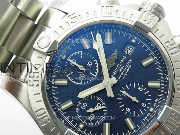 Avenger Chrono SS White Second hand B50 Blue Dial on SS Bracelet A7750 – Bild 9
