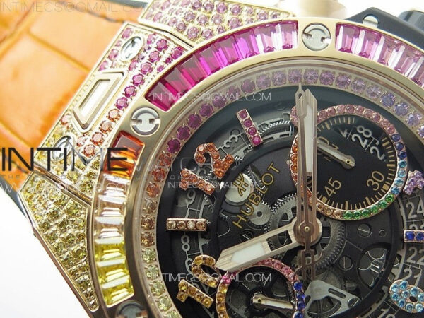 Big Bang Unico Rainbow King RG 45mm ZF 1:1 Best Edition on Rainbow Gummy Strap A1242 – Bild 10