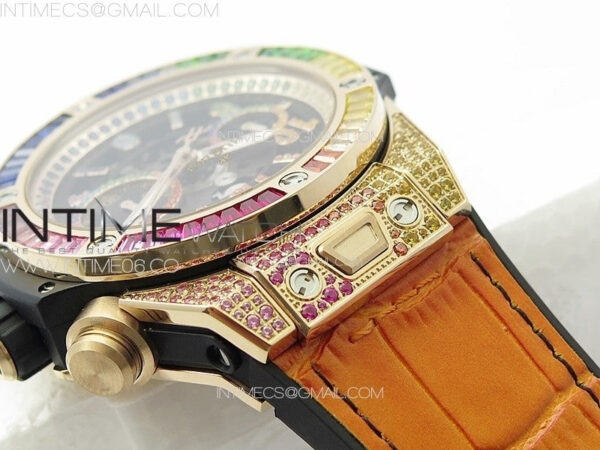 Big Bang Unico Rainbow King RG 45mm ZF 1:1 Best Edition on Rainbow Gummy Strap A1242 – Bild 11