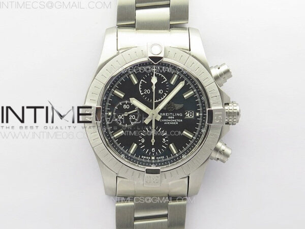Avenger Chrono SS White Second hand B50 Black Dial on SS Bracelet A7750