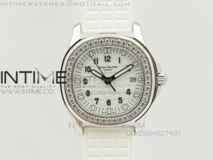 Aquanaut Jumbo SS 1:1 Best Edition White Dial on White Rubber Strap Ronda Quartz