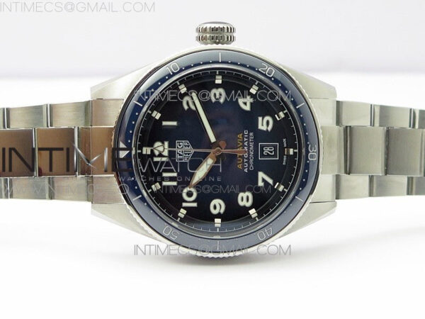 Autavia WBE5116 42mm SS TAR 1:1 Best Edition Blue Ceramic bezel Blue Dial on SS Bracelet SW200 – Bild 3