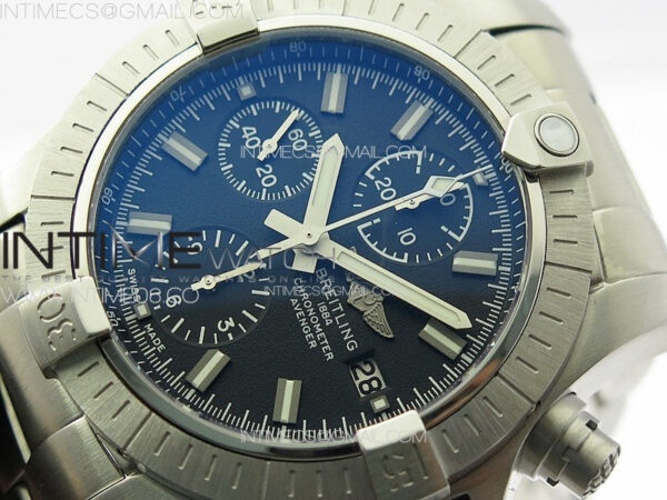 Avenger Chrono SS White Second hand B50 Black Dial on SS Bracelet A7750 – Bild 4