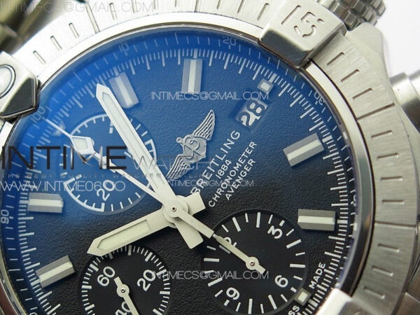 Avenger Chrono SS White Second hand B50 Black Dial on SS Bracelet A7750 – Bild 5
