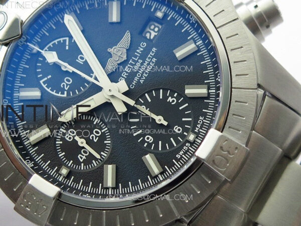 Avenger Chrono SS White Second hand B50 Black Dial on SS Bracelet A7750 – Bild 6