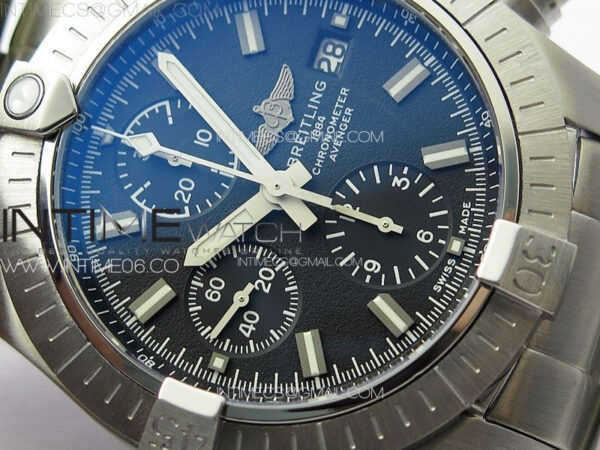 Avenger Chrono SS White Second hand B50 Black Dial on SS Bracelet A7750 – Bild 7