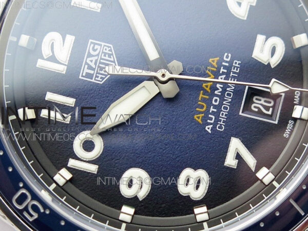 Autavia WBE5116 42mm SS TAR 1:1 Best Edition Blue Ceramic bezel Blue Dial on SS Bracelet SW200 – Bild 7