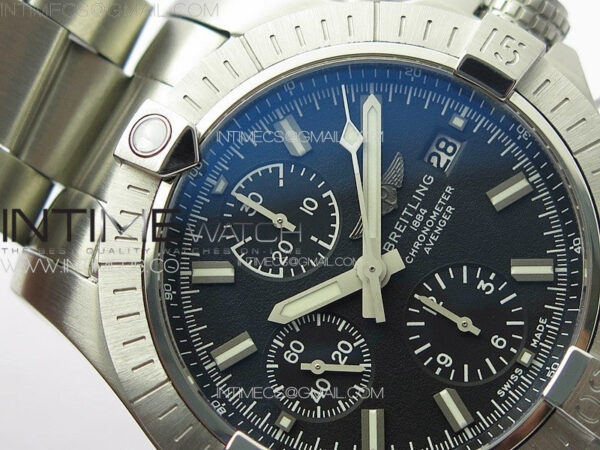 Avenger Chrono SS White Second hand B50 Black Dial on SS Bracelet A7750 – Bild 8