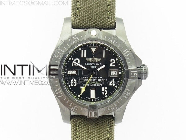 Avenger II Seawolf DLC V2 Best Black Dial Numeral Markers Yellow Second Hand on Black Strap A2836(Free Brown Leather Strap