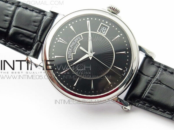 Calatrava 5153G SS ZF 1:1 Best Edition Black textured dial on Black Leather Strap A324CS – Bild 2