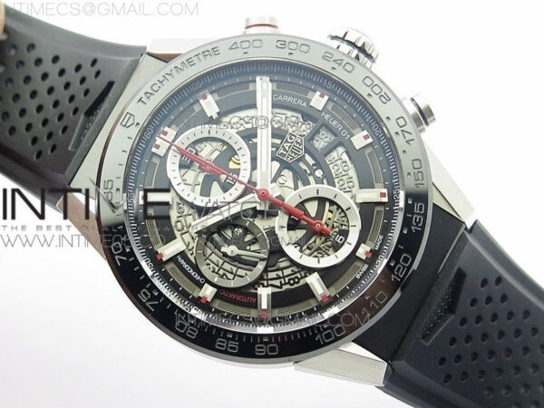 Calibre Heuer 01 Chrono 43mm SS XF 1:1 Best Edition Skeleton Dial on Rubber Strap A1887 – Bild 2