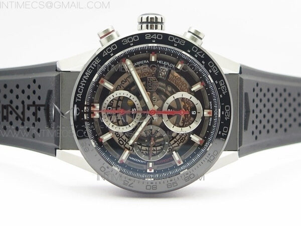 Calibre Heuer 01 Chrono 43mm SS XF 1:1 Best Edition Skeleton Dial on Rubber Strap A1887 – Bild 3