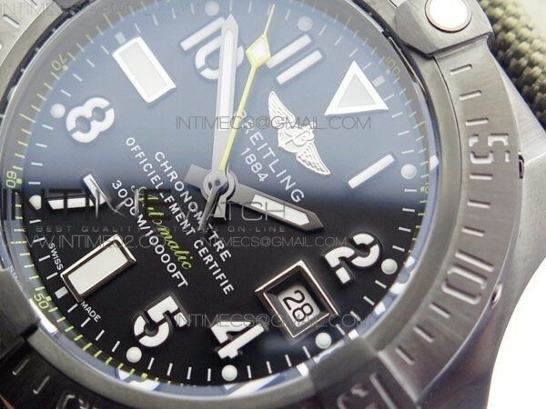 Avenger II Seawolf DLC V2 Best Black Dial Numeral Markers Yellow Second Hand on Black Strap A2836(Free Brown Leather Strap – Bild 4