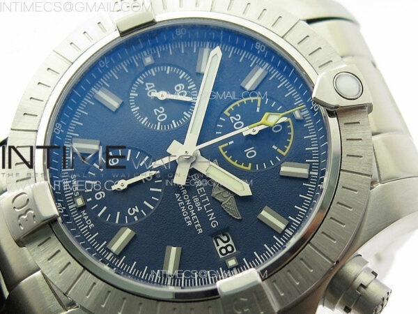 Avenger Chrono SS Yellow Second hand B50 Blue Dial on SS Bracelet A7750 – Bild 4