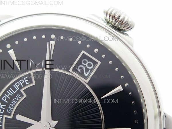 Calatrava 5153G SS ZF 1:1 Best Edition Black textured dial on Black Leather Strap A324CS – Bild 5