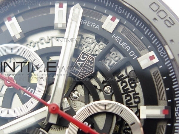 Calibre Heuer 01 Chrono 43mm SS XF 1:1 Best Edition Skeleton Dial on Rubber Strap A1887 – Bild 5