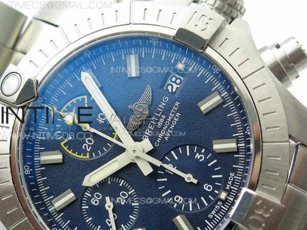 Avenger Chrono SS Yellow Second hand B50 Blue Dial on SS Bracelet A7750 – Bild 5