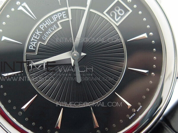 Calatrava 5153G SS ZF 1:1 Best Edition Black textured dial on Black Leather Strap A324CS – Bild 6