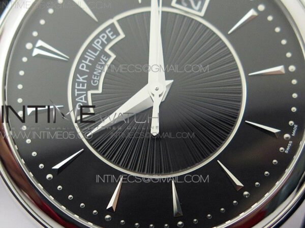 Calatrava 5153G SS ZF 1:1 Best Edition Black textured dial on Black Leather Strap A324CS – Bild 8